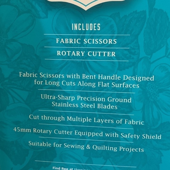 The Pioneer Woman Sweet Rose 45mm Rotary & 8" Fashion Scissors Set: New - Picture 4 of 7